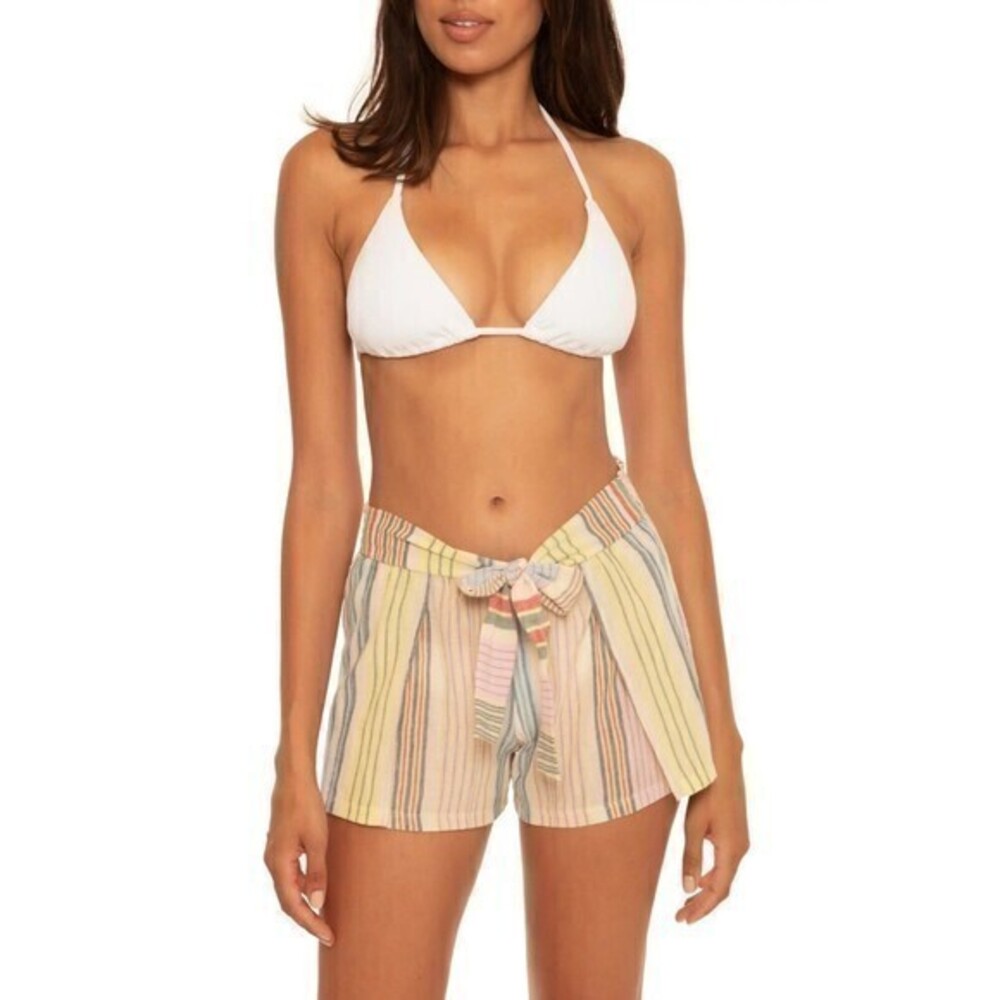 Becca Santa Monica Strip Cotton Cover-Up Shorts